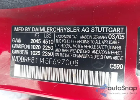 2005 Mercedes-Benz C 240 Luxury 4Matic из США, поврежденный, VIN WDBRF81J45F697008